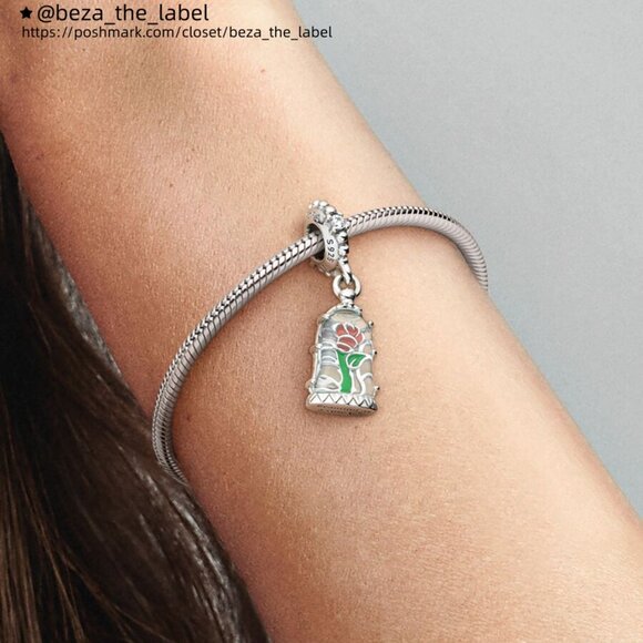 Pandora Disney Beauty and the Beast Enchanted Rose Dangle Charm - Picture 2 of 2